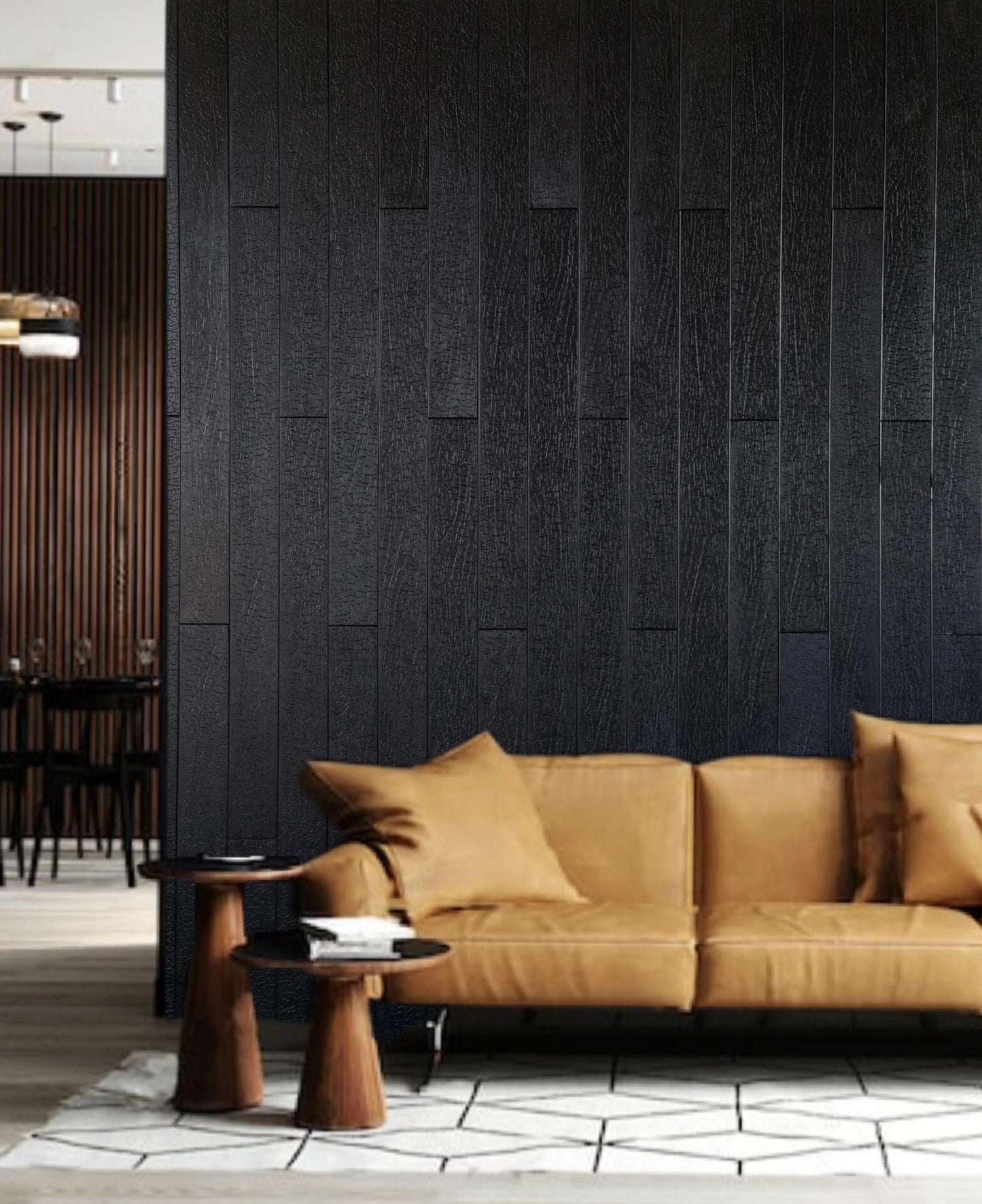 Charcoal Burn Wood Board Mcm Flexible Stone Decorative Wall Interior and Exterior Design Soft Porcelain Tiles