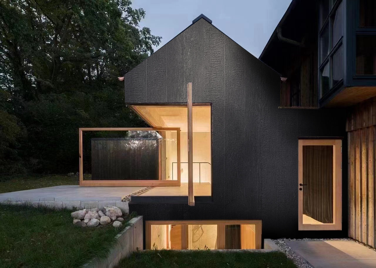 Charcoal Burnt Wood Board Flexible Stone Cascade Pu Stone Wall Cladding